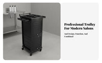 Lockable Locking Hairdressing Trolley Multiple Slide-out Drawers Multi-Drawer Beauty Trolley 4 Universal Wheels Salon Equipment Large Capacity for Hair Stylists, Cosmetology Students, Pet Groomers, Barbershop, Barber Shop, Spa, Home Use
