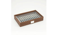 Pen Display Box with Glass Lid Walnut Finish Pen Display caseSlot Elegant for Collectors, Desk, Home Office
