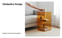 Movable Colored Acrylic Cube Table Small-Space Friendly Clear Occasional Table Multi-Functional Nightstand Modern Design for Apartment Dwellers, Homeowners, Interior Decorators, Living Room, Bedroom, Entryway, Office