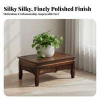 Traditional Chinese Design Low-Height Oriental Pedestal Hollow-Carved Details Plant Stand Polishedly Polished Finish Indoor Furnishing Sturdy Construction for Art Enthusiasts, Collectors, Living Room, Bedroom, Entryway, Balcony