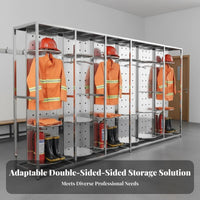 Stainless Steel Fire Suit Stand Heavy Duty Firefighter Gear Rack Silent Casters Rotating Turnout Gear Locker for Training Centers, Industrial Plants