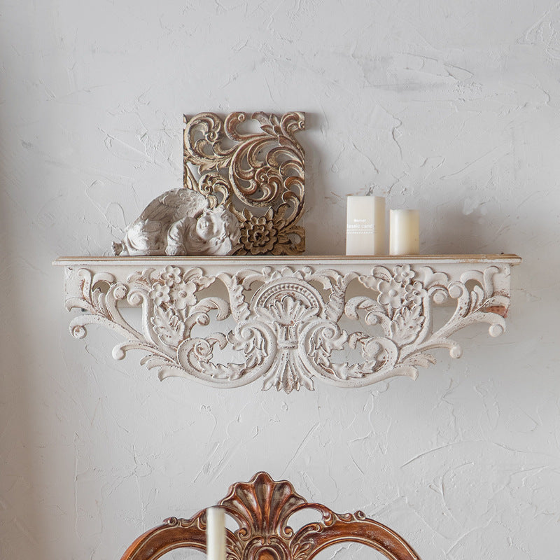 French Solid Wood Carved Wall Shelf