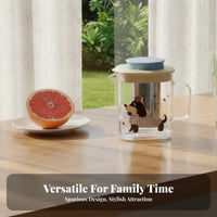 Heat Resistant Square Glass Water Jug Easy to Clean Glass Pitcher with Lid Safe Material for Families, Homeowners, Kitchen, Refrigerator