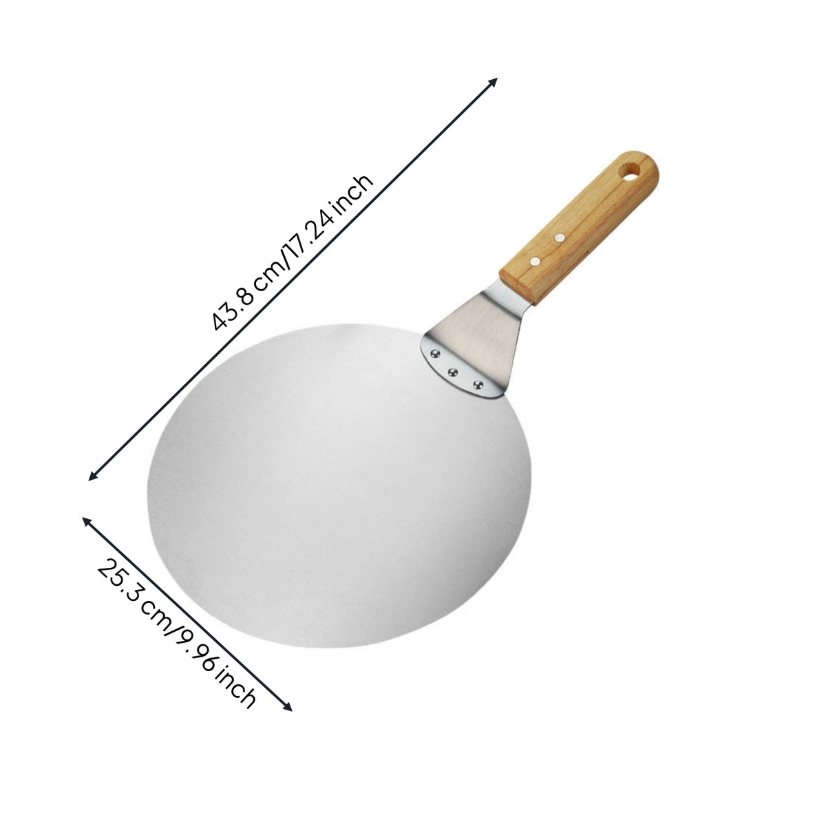 Pizza Peel with Wooden Handle Round Pizza Peel Easy to Clean for Pizzaiolos, Pizzerias