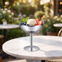 Polished Stainless Steel Dessert Cup Shatterproof Footed Dessert Cup Metal Tableware for Cafe