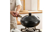 Even Heating Cast Iron Wok with Lid Heavy Duty Wok with Wooden Handle Long-Lasting Stir-Fry Pan with Wooden Lid Multistovetop Compatible for Home Cooks