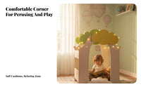 Multi-Functional Design bookcase Cabin Sturdy Construction literacy corner Bench paddinged Seat children's Furniture Anti-Tip Safety Feature for Toddlers, Educators, Parents, Early Education Center, Kindergarten, Playroom, Library