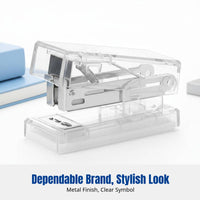 Mini Stapler Set, Transparent Design, Staple Remover, Portable Stationery Kit for Students