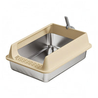 Deep Basin Cat Litter Box with Fence Included Scoop Open Top Litter Box Non Porous