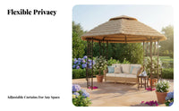 Thatch Roof Gazebo Protection Simulated Straw Sun Cover Southeast Asian Design Patio Tea House for Families, Courtyard, Deck, Commercial Venues