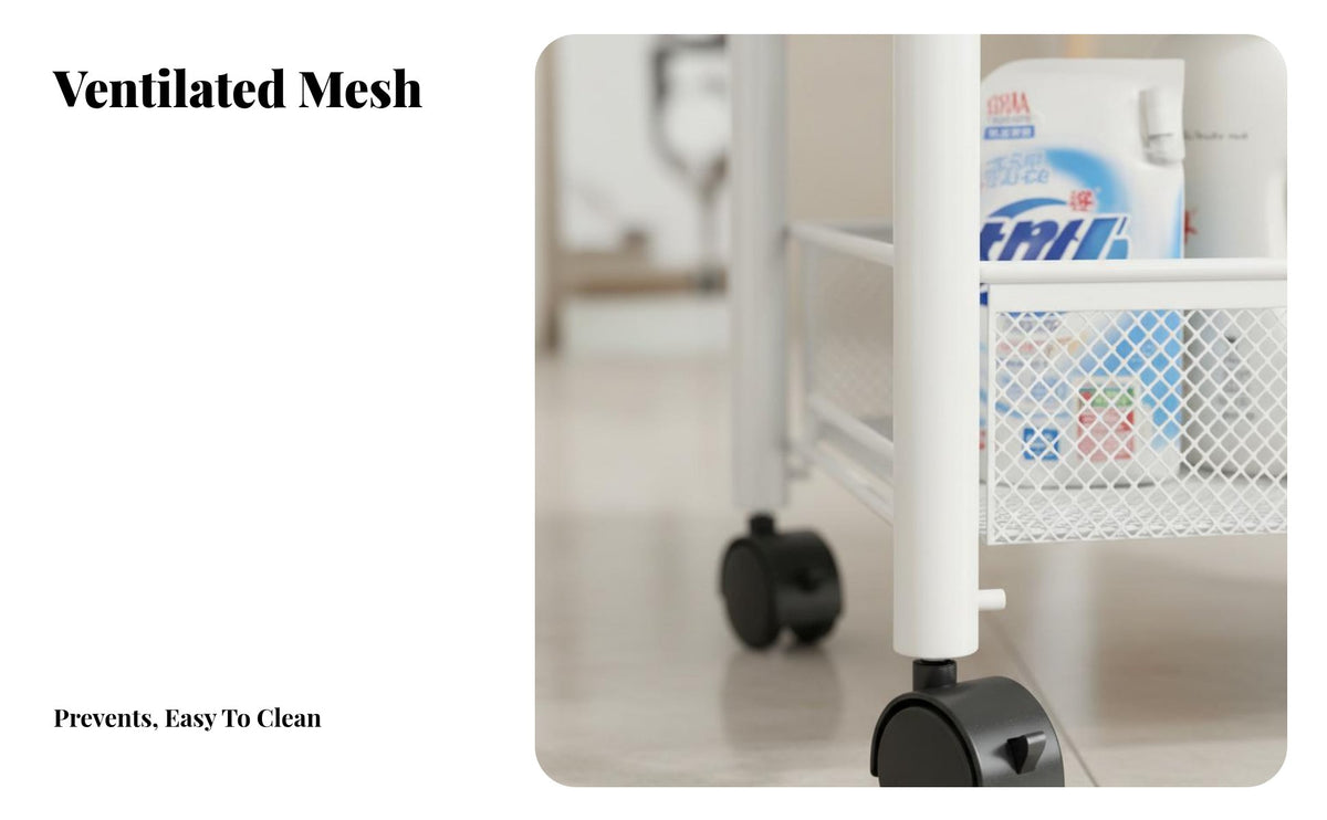 Large Capacity Rolling Storage Cart 360° Rotating Wheels Rolling Storage Organizer High-Rim Baskets Multi-Tier Utility Trolley Rust-Resistant for Bathroom, Laundry Room, Kitchen, Nursery