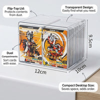 6 Grid Transparent Card Storage Box with Flip Lid, Desktop Card Holders Organizer Case for Small Items