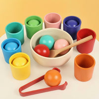 Sorting Toy with Cups and Balls Wooden Educational Sorting Set Educational Balls in Cups Toy for Young Children, Preschoolers, Homeschooling, Playroom