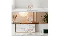 glass Flower Basket Ornament Glittering glass Basket with Artificial Flowers Centerpiece for Desk