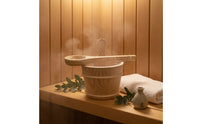 Sauna Bucket and Ladle Set Wood Sauna Bucket with Ladle Water-resistantResistant Tub for Homeowners, Steam Room, Bath