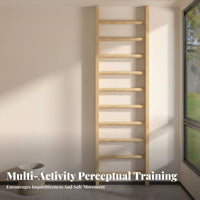 Kids Indoor Climbing Wall Multi-Functional Wooden Wall Ladder Gym Solid Wood Construction Wooden Stall Rungs for Children, Playroom, Preschool