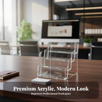 Business Card Holder See-Through Design Clear Card Organizer Smooth Edges Office Supply for Reception Desk, Business Show