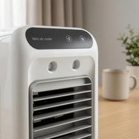 White Mini Desktop Air Cooler Rechargeable Desktop Air Cooler Compact Portable Mist Fan 2-Speed for Desk
