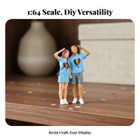 1:64 Scale Couple Figurine Anniversary Gift 1:64 Scale Person Figure Customizable Craft Miniature People Model for Couples, Collectors