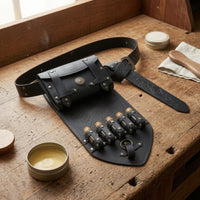 Vial Holders Medieval Waist Bag Rune-Like Patterns Viking Pouch Metal Studs Cosplay Belt Bag Front Flap for Cosplayers