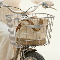 Reinforced Frame Metal Wire Bike Basket uncoveredTop Front Ride Cargo Basket Closely Spaced Rods Silver-White