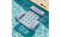 Raised Side Chambers Inflatable Pool Flotation Device Lounger Headrest Three-Tube Flotation Device Lounger Grab Handles Floating Lounge Raft Rectangular