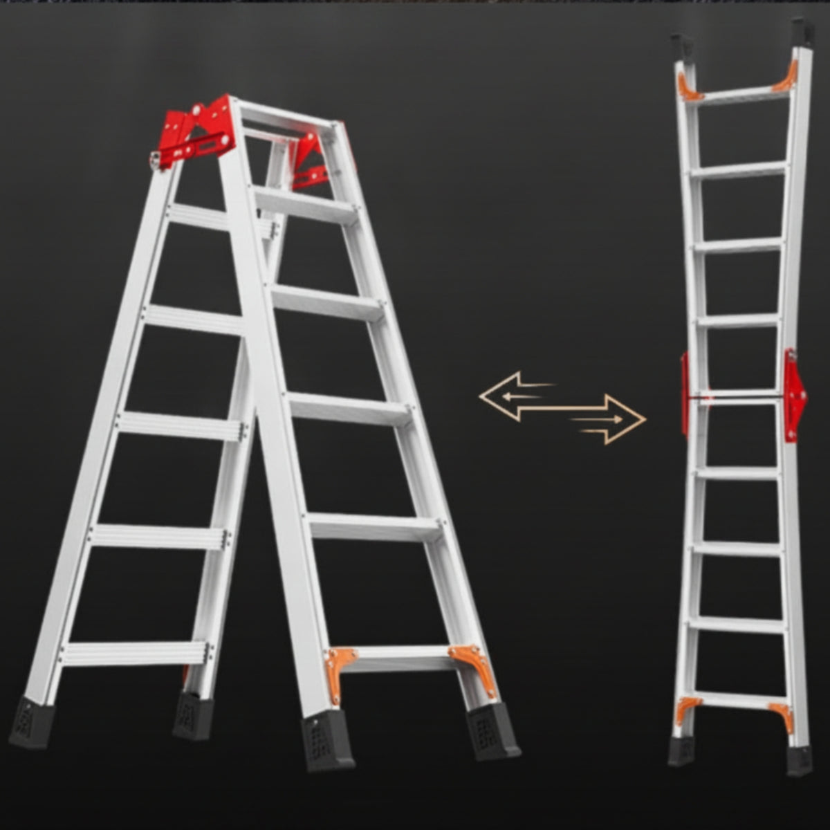 Aluminum Ladder versatileUse Foldable Ladder Heavy-Duty for Contractors, Electricians, Home Maintenance, Construction Sites, Outdoor Installation