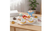 Wooden Dessert and Tea Playset Role Children's Play Afternoon Tea Toy Wood Wooden Cake Toy Set for Preschoolers, Young Children