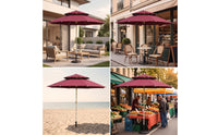 Umbrella with Tilt Tiltable Straight Pole Umbrella Vented for Patio, Backyard, Market Stall