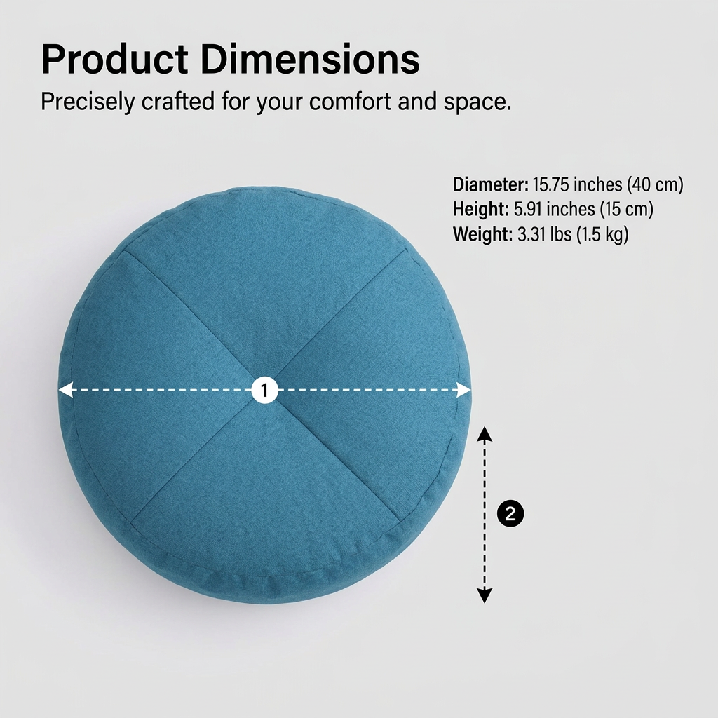 Floor Pillow Meditation Cushion, Washable Round Floor Cushion for Adults, Living Room Balcony Outdoor, Large Floor Pillow Meditation