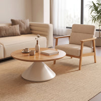 Pedestal Coffee Table Contemporary Circular Coffee Table Sturdy Furniture for Living Room, Sofa Side, Reading Corner