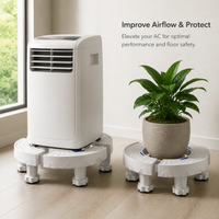 Adjustable Round Appliance Stand with Wheels for Vertical Air Conditioners, Planters, and Fish Tanks