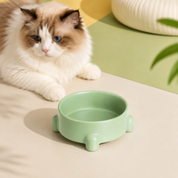 Ceramic Cat Food Bowl, 5-inch, Matte Finish, Cervical Protection, Non-Spill