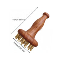 Natural Wood Brass Bristle Massage Comb Muscle Relief Rosewood Body Massager Portable Wooden Meridian Brush Ergonomic Grip for Women, Home Use, Bathroom