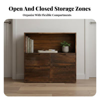Vintage Design Hutch Cabinet with Open Shelves Floor-Standing bookshelf Multi-Purpose Storage Furniture Large Capacity for Book Lovers, Office Workers, Homeowners, Living Room, Entryway, Bedroom, Study