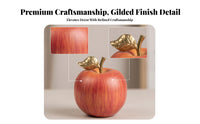 Red Finish Desktop Apple Decor Gold Stem Artificial Apple Ornament for Home Display