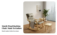 all-season Use Nordic Rocking Chair Thickly paddinged Upholstered Armchair High rearrest Lounge Seat Removable padding for Seniors, Parents, Readers, Living Room, Balcony, Bedroom, perusing nook-style space