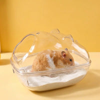 Acrylic Hamster Sand Bath and Hamster Toilet, Transparent Hamster Sand Bath for Dwarf Hamsters and Mice, Splash Guard Entry Bathtub Case