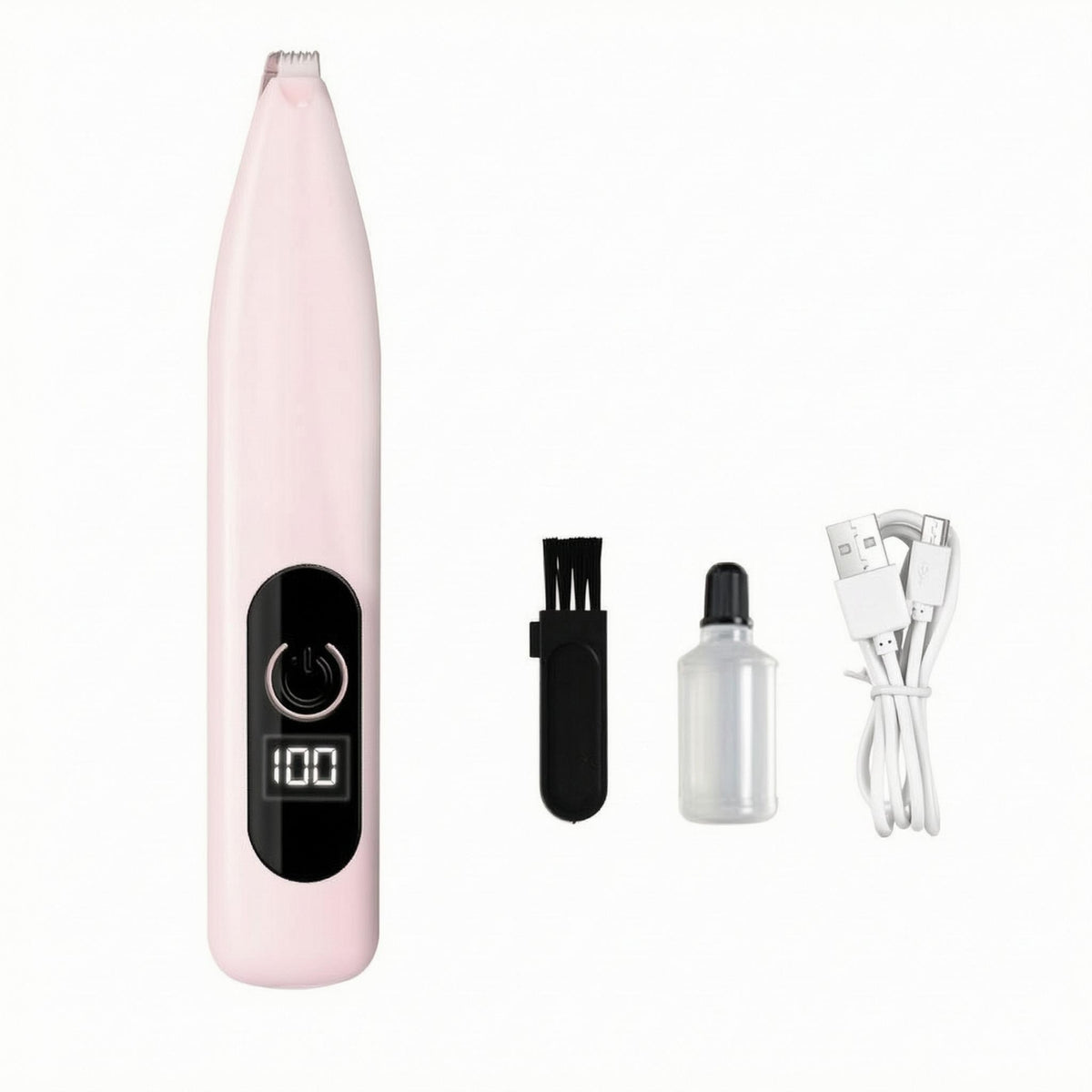 Rechargeable Paw Hair Trimmer LED Light Feline Paw Trimmer Digital Display Grooming Clipper Slim Pen-Like