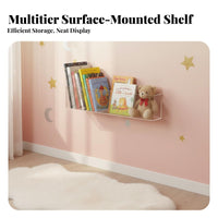 ClearShelf Shelf Press-on Installation Clear Levitating Shelf Transparent Design Book Shelf for Children, Collectors, Playroom, Nursery