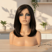 Mannequin Head Bust Realistic Mannequin Head with Hair Skin-Tone for Salons, Shop Displays