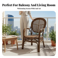 Leisure design Rattan cafe Set Natural Visual Appeal 3-Piece Wicker Seating Group Hand-Woven Household Furniture Handwoven for partners, property owners, Seniors, Balcony, Patio, Garden, rearyard