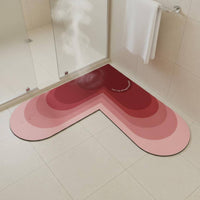 L-Shaped Bath Mat Non-Slip Absorbent Diatomaceous Sediment Mat Stain Resistant L-Shaped Floor Carpet for Entryway, Kitchen, Laundry Room