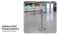 Long-Lasting Stainless Steel Stanchion Post Indoor Outdoor Use Retractable Belt Stanchion Weighted Base Stainless Steel Queue Barrier Resistant for Event Organizers, Venue Managers, Business Owners, Airports, Trade Exhibition S, Exhibition Halls, Lobbies