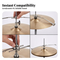 Long Flat Arms Drum Cymbal Sizzler Adjustable Clamp Cymbal Sizzler Silver Silver-Toned Percussion Accessory Riveted Ends