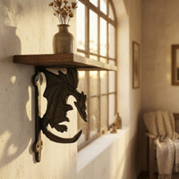 Dragon Shelf Brackets Cast Iron Shelf Bracket with Dragon Antique for Decorators, Homeowners, Living Room, Entryway, Reading Corner