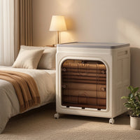 Storage Cabinet with Wheels Foldable Cabinet Rolling Storage Box with Doors for Closet, Bedroom, Living Room