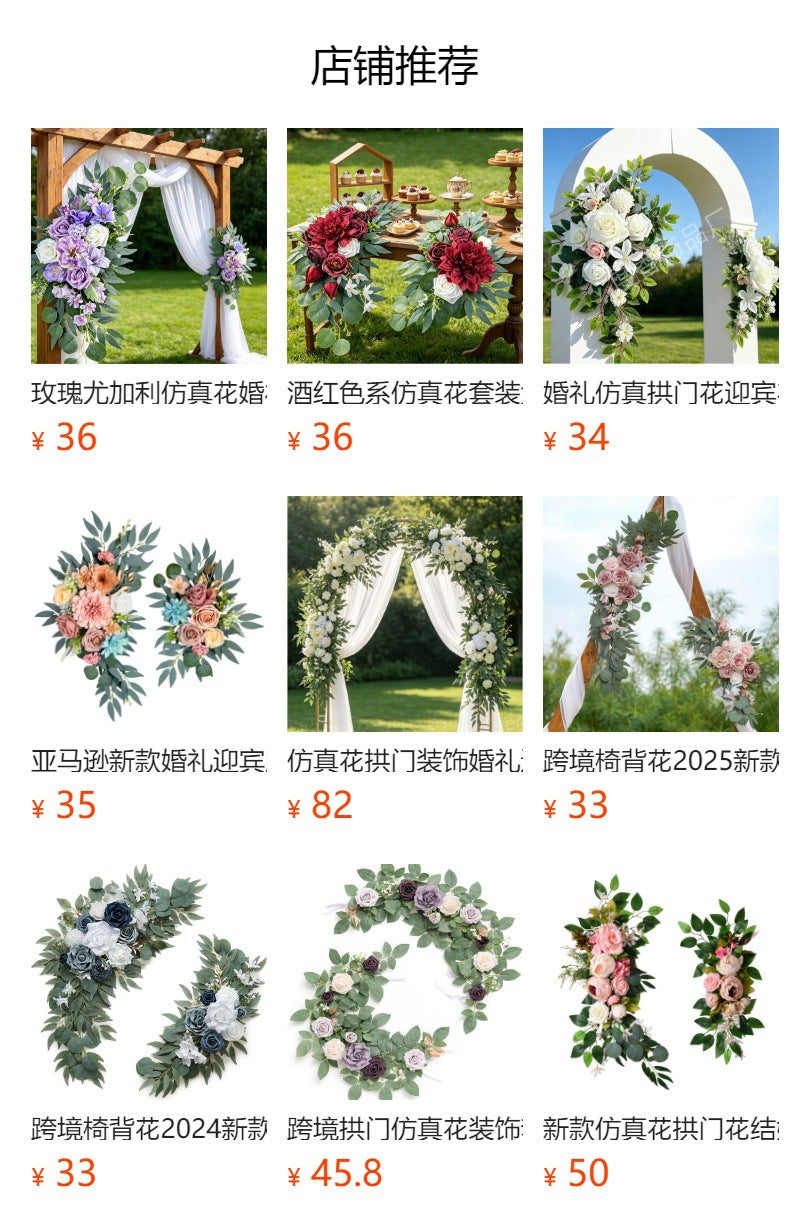 White Rose and Eucalyptus Artificial Flower Arrangement for Wedding Arch Background
