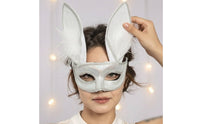 Hare Face Covering with Feathers Glittery Hare Face Covering with Long Ears Universal Fit for Cosplayers, Cosplay