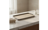 Vanity Tray with Metal boarder Leather Tray with Handles Functional Trays for Washroom Counter